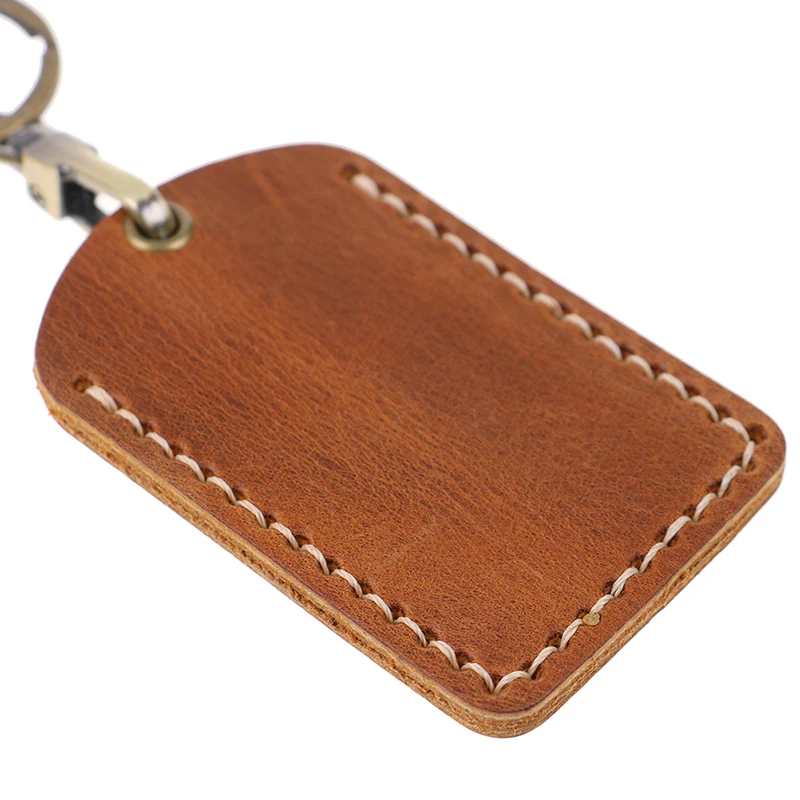 Hot Sale 1pc Vintage Leather Access Card Holder Keychain Community Cards Protective Key Case Random Color