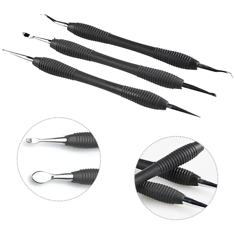 3pcs Leather Craft Tool Modeling Point Stylus Modelling Carving Tool Spoon Balls Embossing Carving Blade Press Tool