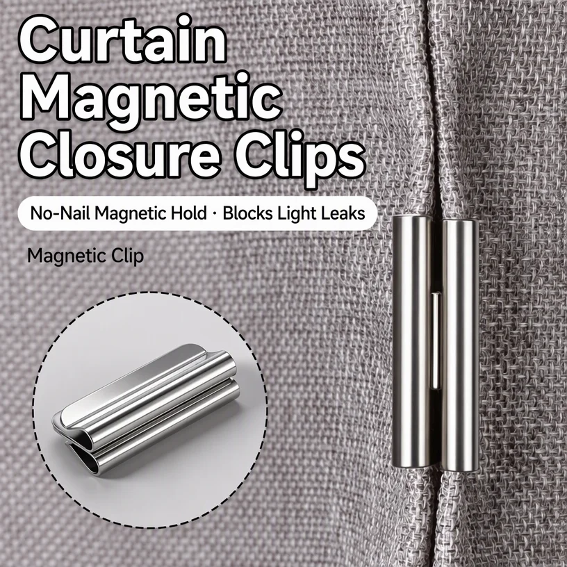 Curtain Magnetic Snap Fastener for Edge-to-Wall Lightproofing, Seam-Free Magnetic Snap Closure