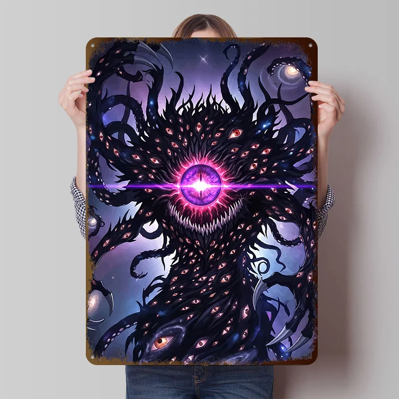 Cosmic Eldritch Abomination Printed Poster Customized Wall Art Retro Vintage Metal Tin Signs for Home Deco Mancave Decoration
