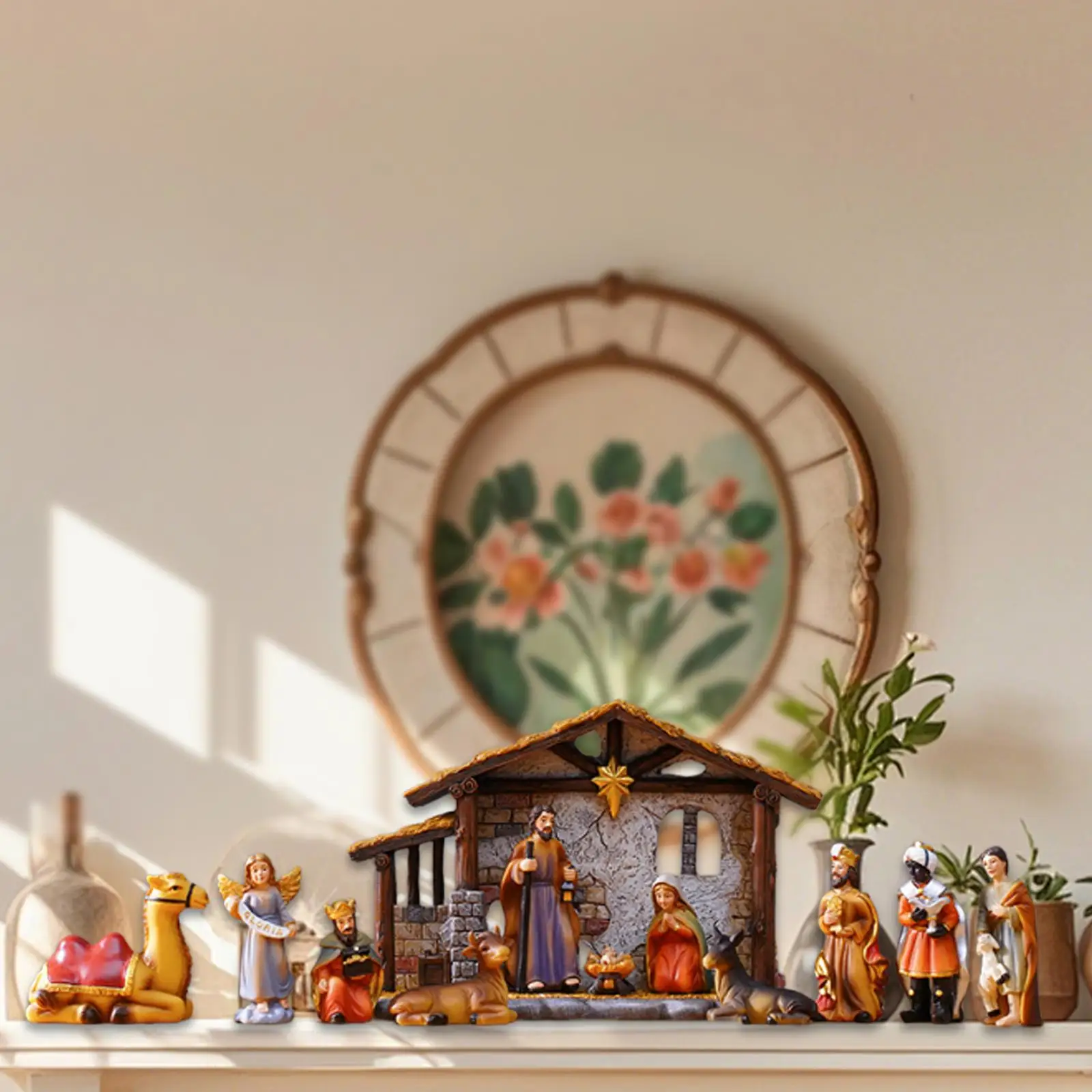 

Christmas Nativity Set Statues Indoor Decor Display Birth of Jesus Ornament