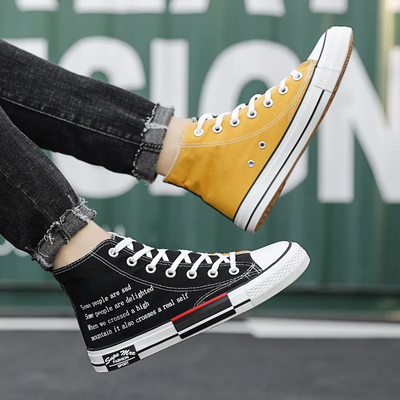 Vulcan Shoes Boys Sport Shoes High Top Canvas Sneakers Men Designer Unisex Sneakers Flat Casual School Shoes Man Fashion