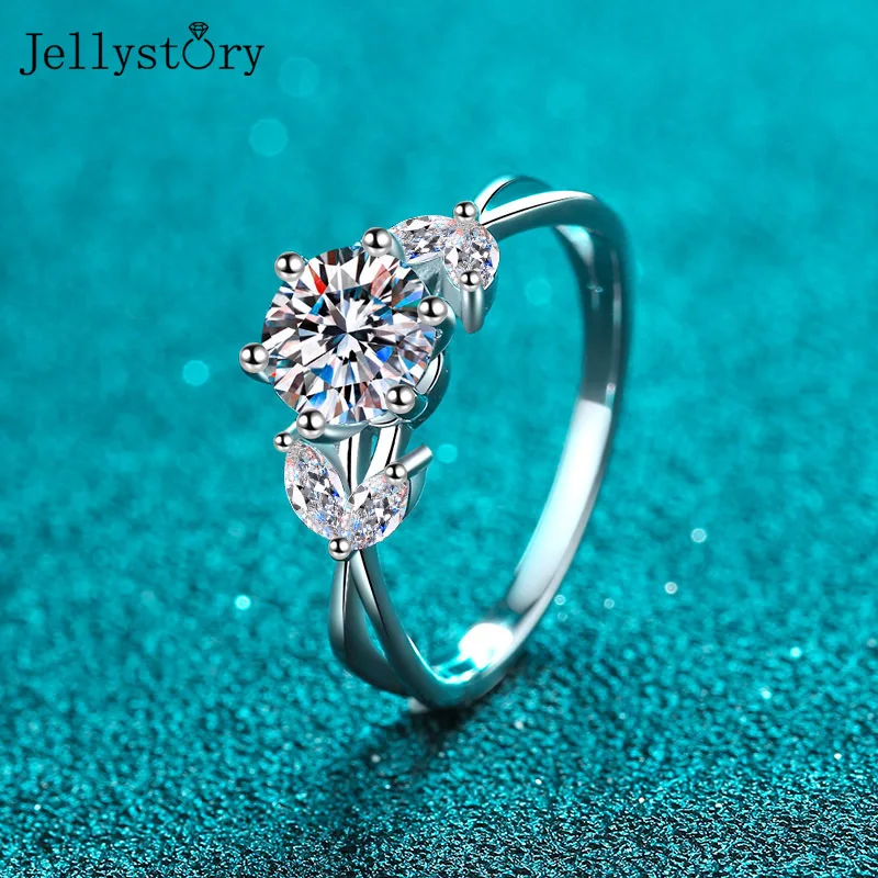 

Multi Color Delicate Floral 1CT Moissanite Ring S925 Silver Womens Wedding Band Simple Elegant Design Popular Jewelry Gift