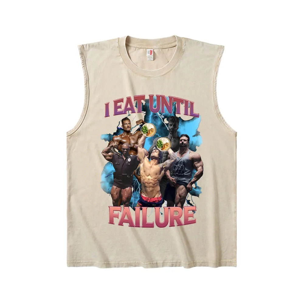 

I Eat Until Failure Powerhouse Gym Vintage Washed Tank Tops Men Women Summer Casual Oversized Geek Fitness Funny Vest T Shirts
