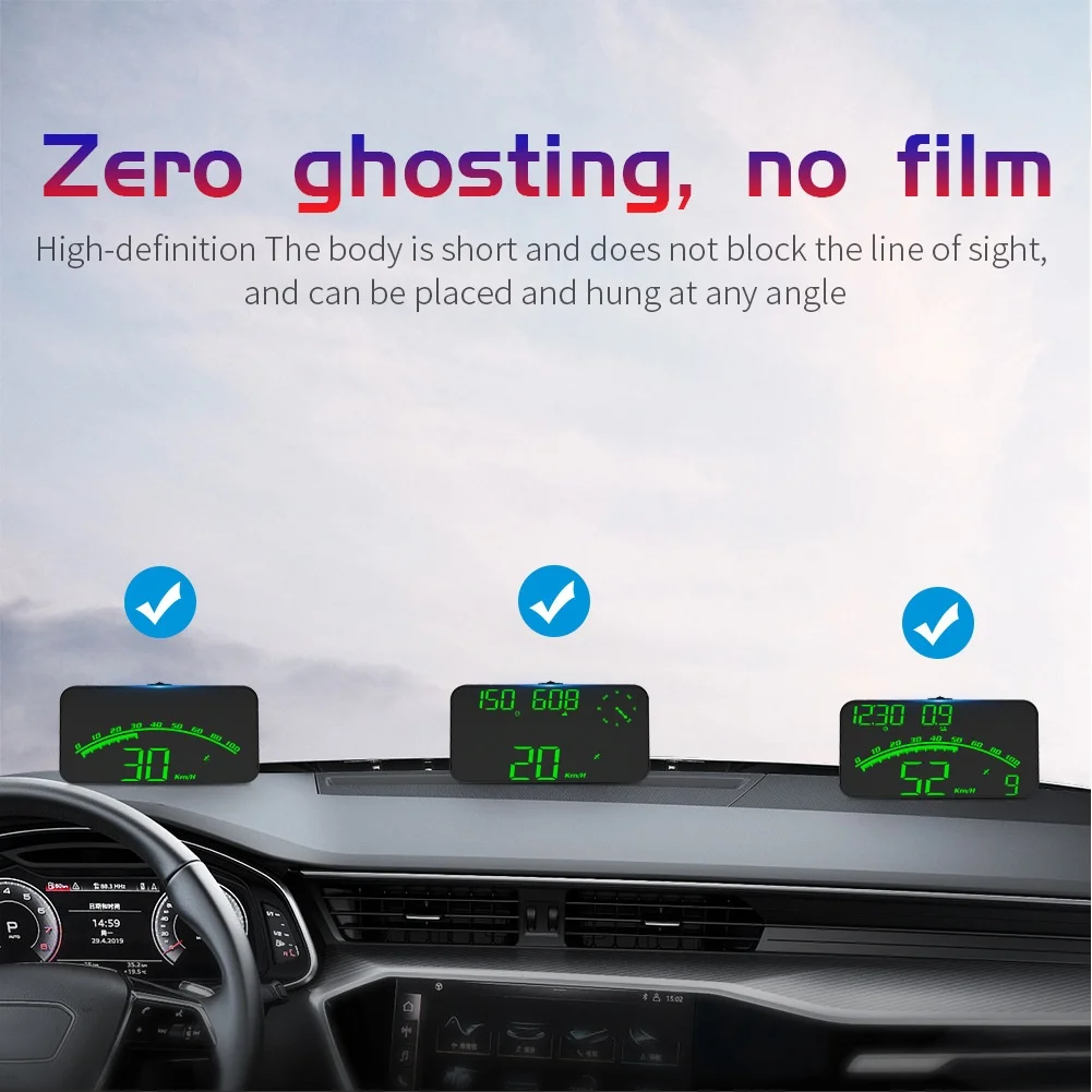 HUDDisplay for Automotive Use For gps Dual Mode 10Hz Chip Speedometer Compass Altitude Clock One Key Switch Mode