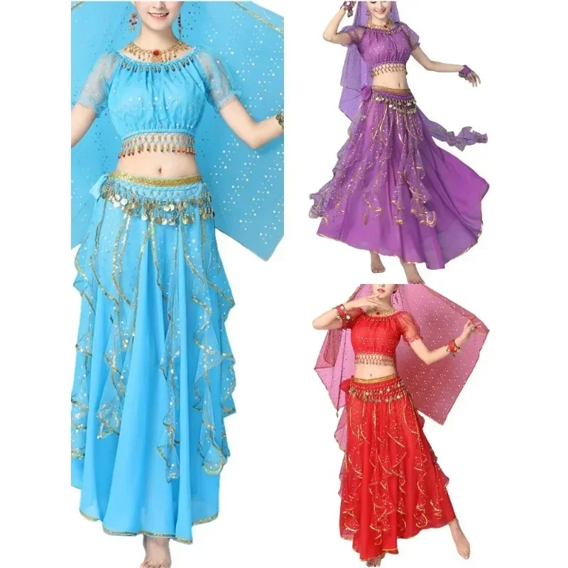 

Dance Costumes Women's Adult Indian Dance Performance Outfit Set Belly Dance Xinjiang Dance Performance Costume