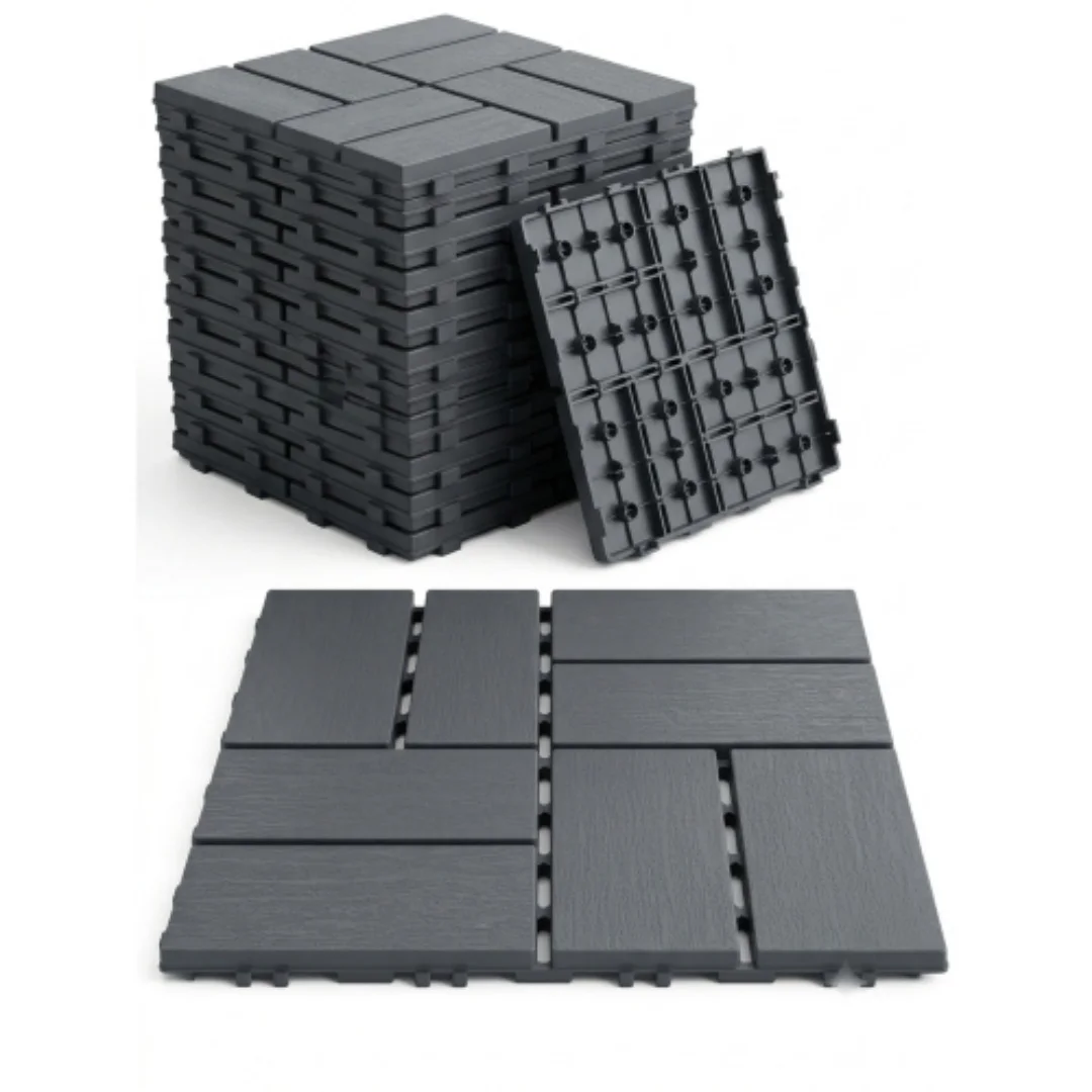 44 Pcs Interlocking Deck Tiles 12x12 Waterproof Outdoor Patio Flooring Non-Slip Plastic Snap Together Floor Mat for Backyard
