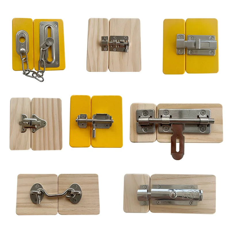 Baby Montessori Wooden Toys Busy Board Accessories Hole Plate Lock Buckle Door Lock Latch Hook Anti-theft Lock Educational Toys