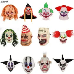 Máscara de payaso de látex para hombres, máscara de cara completa, sombrero de Halloween, disfraz de sala de Escape, máscaras de Terror, decoración de Terror de Joker divertido de Therian, nuevo