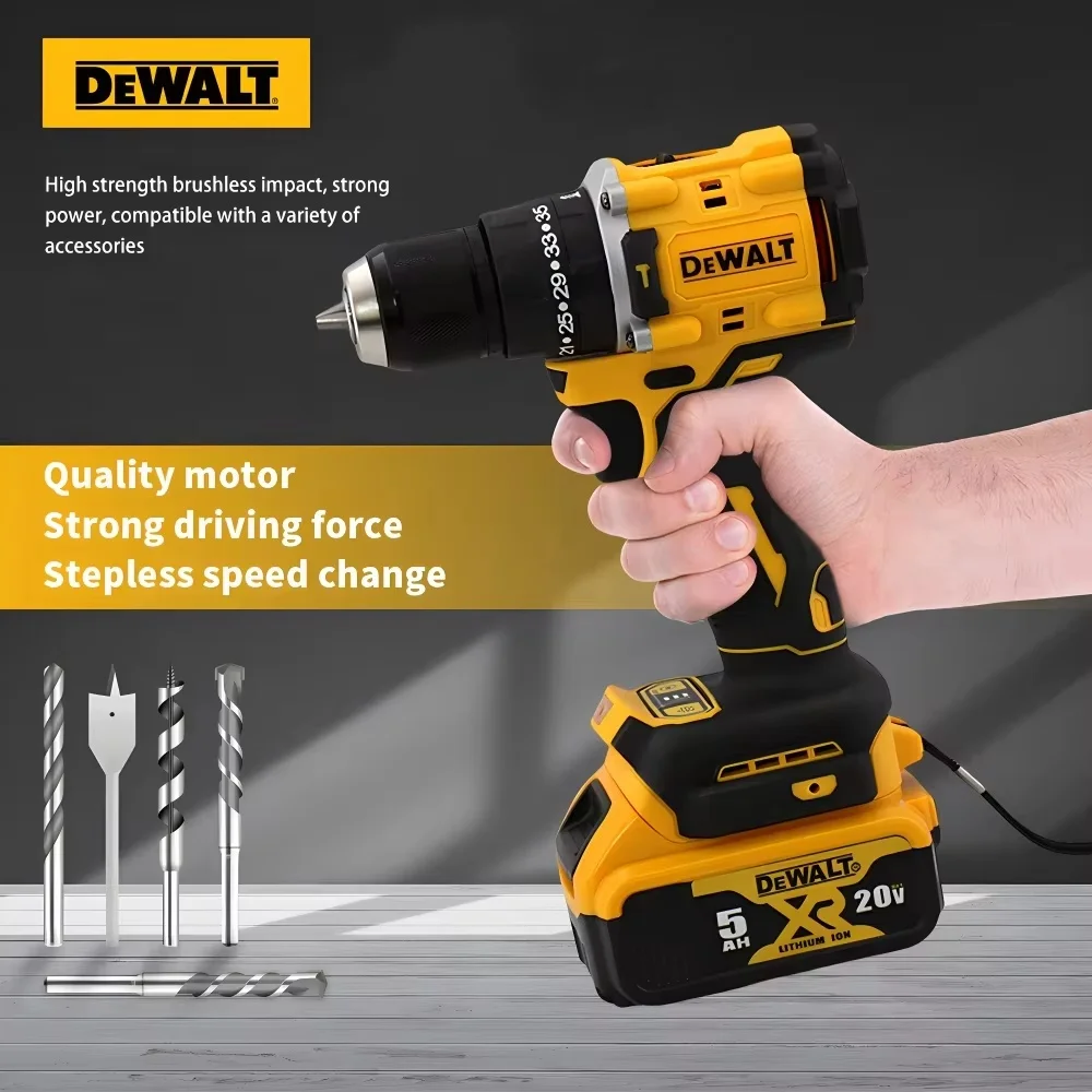 Dewalt DCD800 taladro de impacto inalámbrico de 1/2 pulgadas, destornillador eléctrico sin escobillas de 2000RPM, herramienta eléctrica de litio para batería Dewalt de 20V