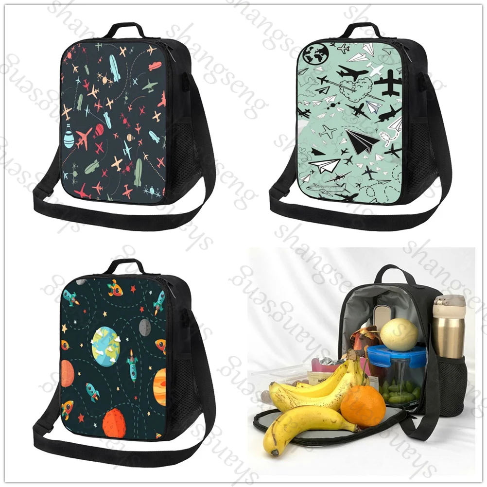 

Sky Plane Travel cartoon Insulated Thermal Bag Lunch bag Foods Drink Storage Leakproof Picnic Camping Bags Outdoor Box beach