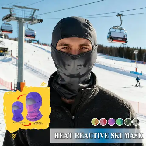 Cagoule thermochromique unisexe à changement de couleur sensible à la température, protection UV pour le cyclisme, la moto, le ski et les activités de plein air