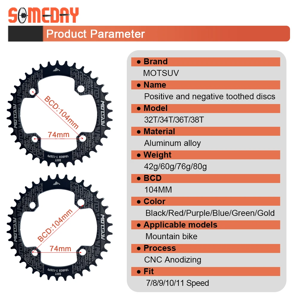 E-bike Chain Wheel Ring Spider Adapter 104 BCD Disc Holder Stand 32T 34T 36T 38T for BAFANG Mid Drive Motor Kits Accessies