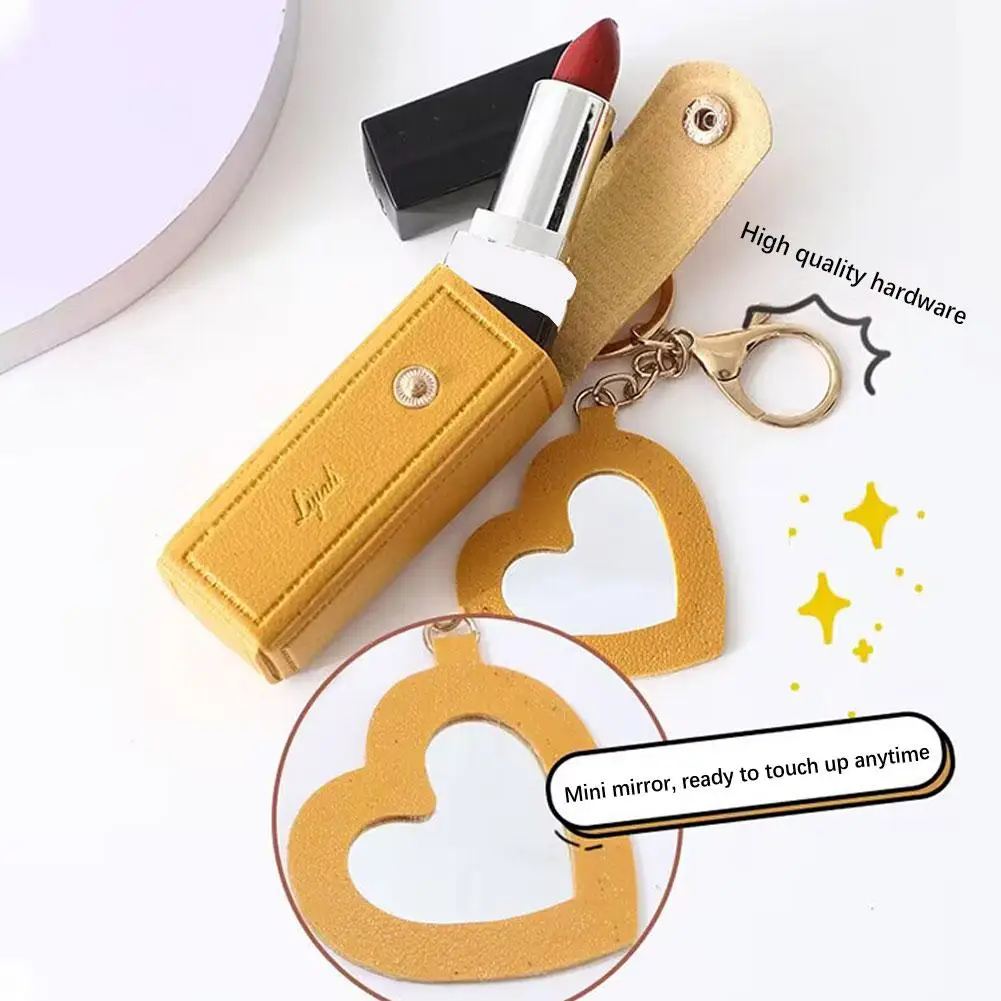 1pc Portable Pu Leather Lipstick Bag Pvc Fashion Lipstick Holder For Outdoor Lip Balm Lipsticks Keyrings Gifts Accessory V7q9