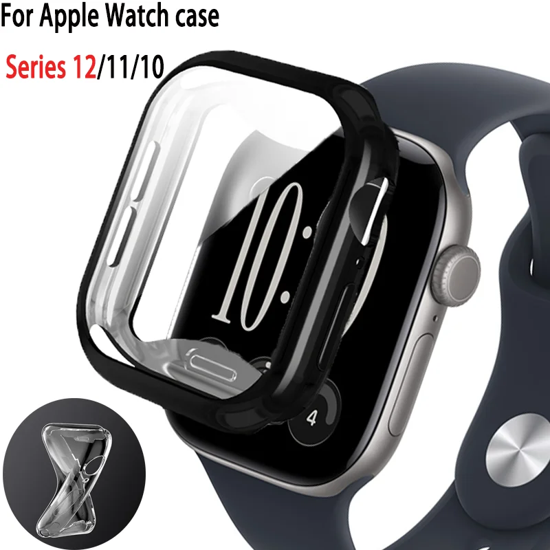 Screen Protector for Apple Watch 41mm 44mm 40mm 45mm 46mm 42mm TPU Full Cover bumper Case iWatch Series 12 11 10 9 8 7 SE 6 5