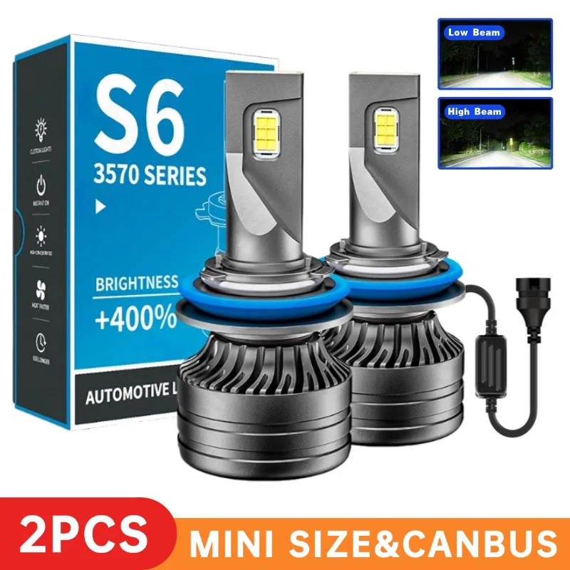 

2 шт. Canbus H1 H7 светодиодные фары высокой мощности светодиодные фары H3 H11 9012 9005 9006 для автомобиля DC9-12V 600W 75000LM универсальный авто