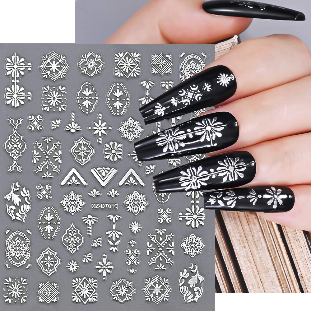 1 stks 3D Metaal Zilveren Strik Nail Art Sticker Prachtige Lint Zelfklevende Nagels Decals Y2K Boog Slider DIY manicure Accessoires