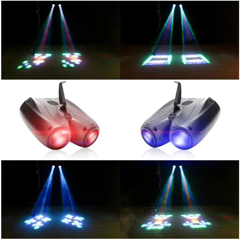 Новый сценический светильник для DJ, светодиодный двуглавый Blimp, лампы с рисунком КТВ для ночного клуба, RGB, голосовой светильник для вечеринок, эффект освещения сцены