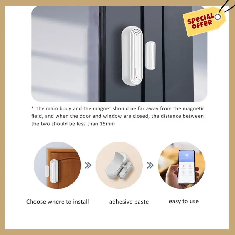 Smart Wifi Door And Window Alarm Sensor With Open/Close Detection Function, Remote Anti-Theft Alarm-WMAN
