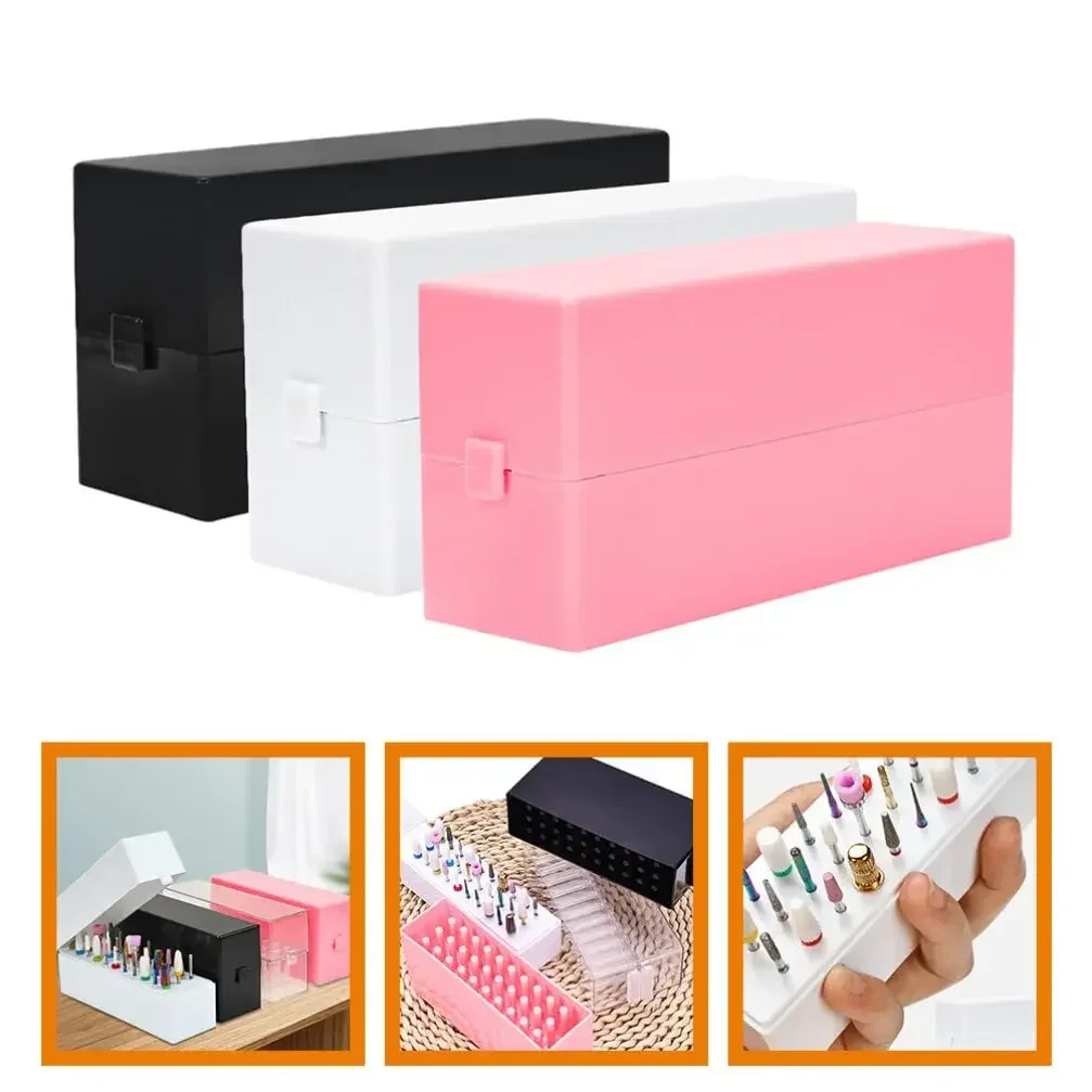 

Nail Drill Bits Holder Efile Nail Bits Displayer Organizer Container 30 Holes Dustproof Portable Storage Box for Manicure Tools