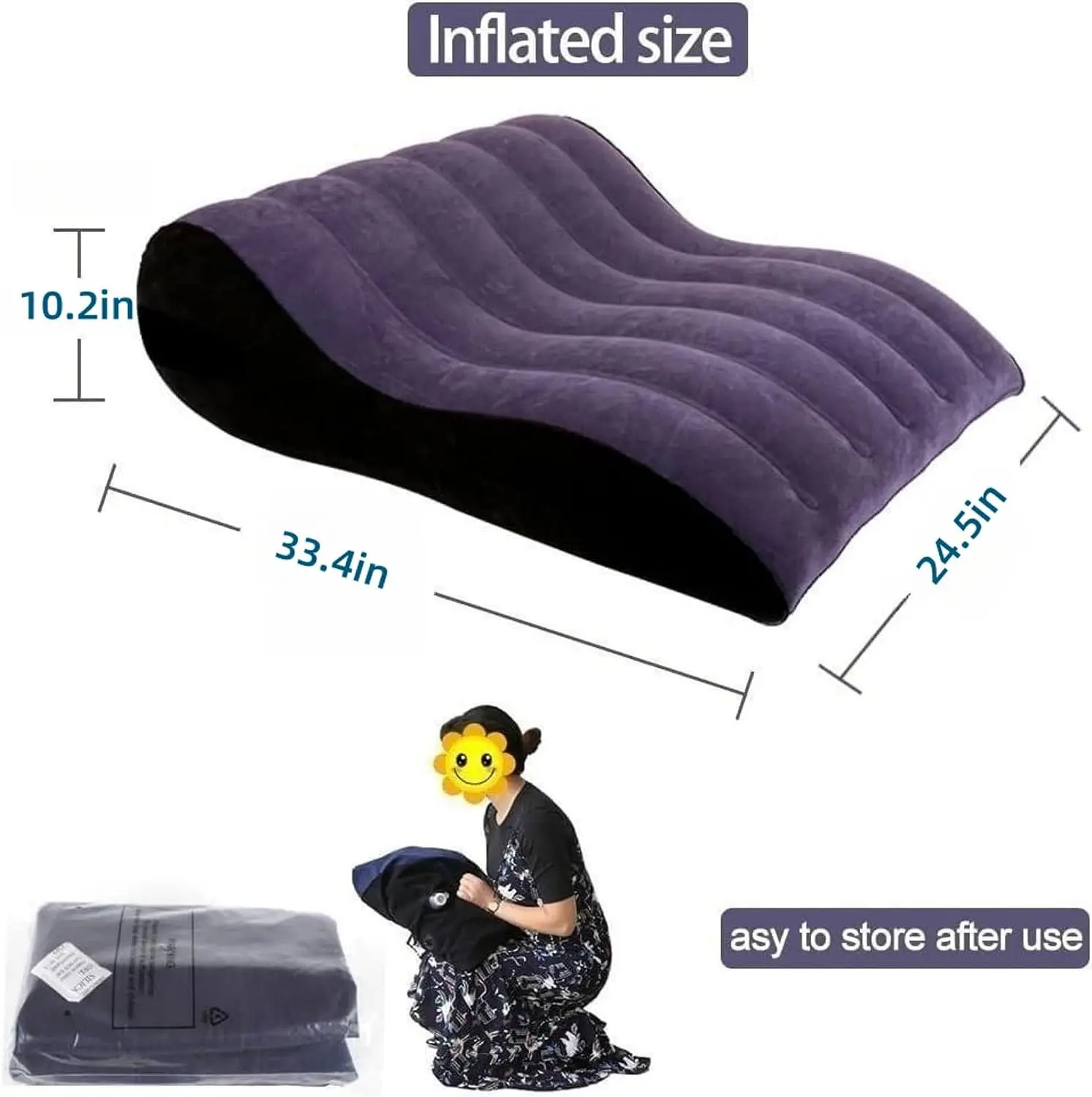 Multifunctional Inflatable Pillow Body Pillow Lumbar Yoga Pillow Travel Positions Support Air Cushion Triangular Pillow