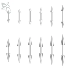 ZS 1PC Stainless Steel Spike Stud Earring Silver Color Earrings Internal Thread Ear Tragus Helix Tragus Piercing 18G/20G Jewelry