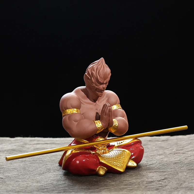 Ceramic Sun Wukong Character Statue, Modern Art Sculpture, Home Living Room, Loft Crafts Gift, Battle God monkey Statue