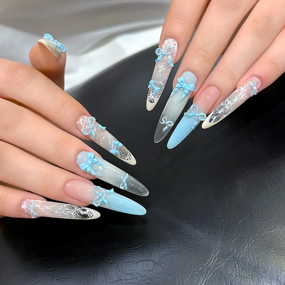 100 قطعة صغيرة السماء الزرقاء الدانتيل الفرنسية القوس مسمار الفن السحر الوردي/الأبيض ثلاثية الأبعاد الراتنج الشريط Bowknots مستلزمات الأظافر DIY بها بنفسك الحلو مانيكير ديكور