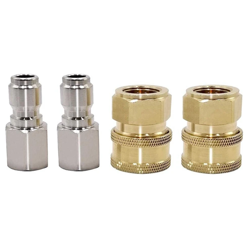 

3/8 Inch NPT Stainless Steel Male And Female Quick Connector Kit Pressure Washer Adapters,5000 PSI Rating