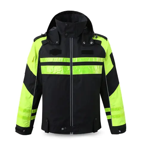 Traffic Uniform Jacket  Working Clothes Hi Vis Workwear Jacket Rain Jacket Motorcycle Cycling Multi-functional Pockets