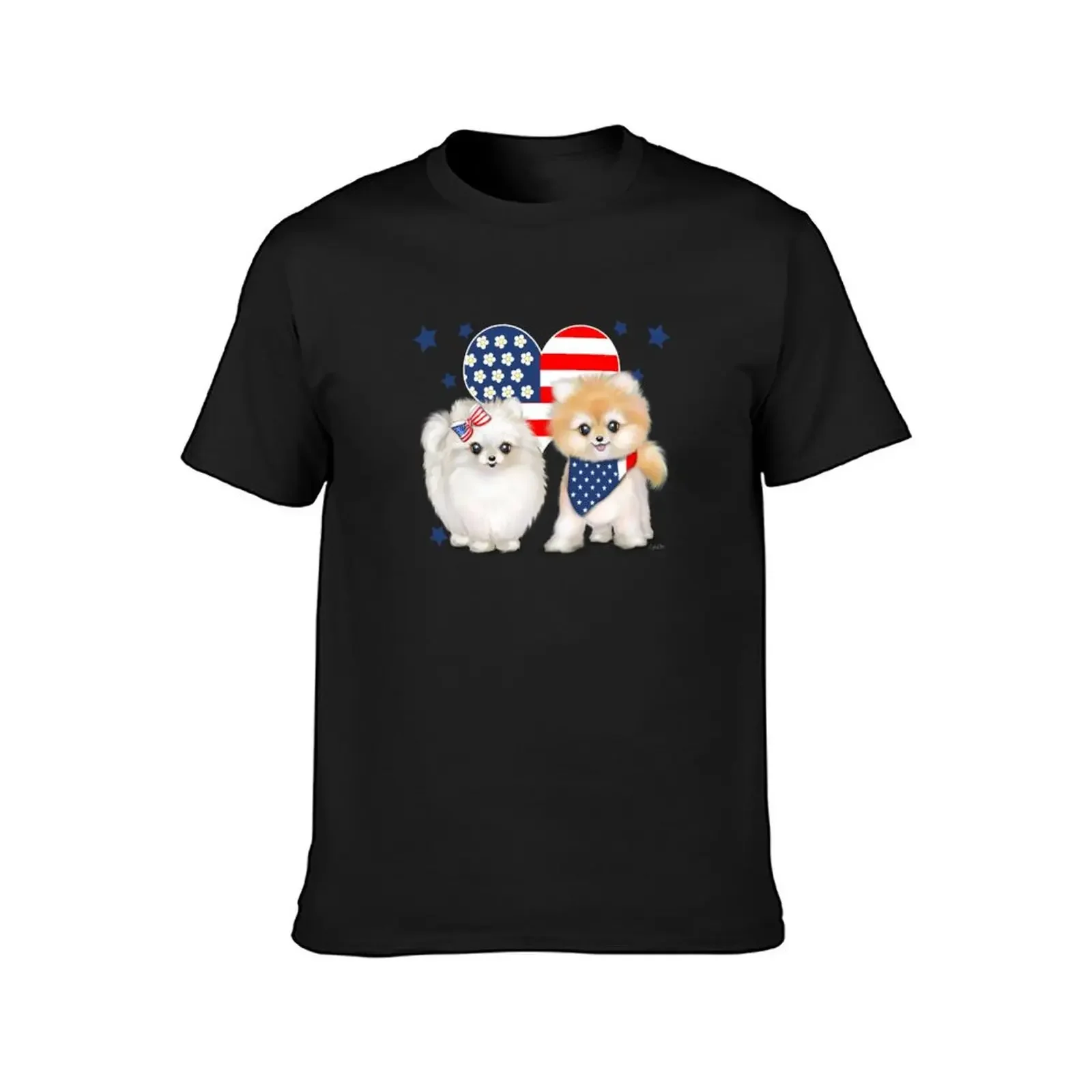 Patriotic Pomeranians ByCatiaCho T-Shirt tees man clothes blacks plain white t shirts men