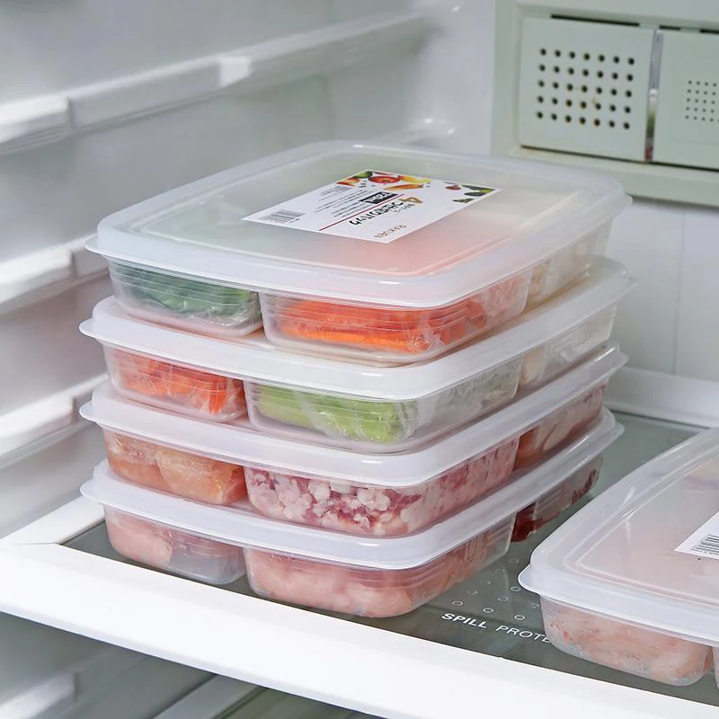 Refrigerator Frozen Meat Four-compartment Storage Box Food-grade Freezer Box Vegetable Plate Fresh-keeping Box