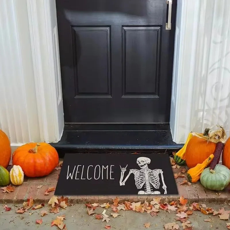 Halloween Door Mat Funny Halloween Welcome Mat Soft Diatomaceous Earth Bath Mats Dry Non Slip Enter Shower Rug  Home Party Decor