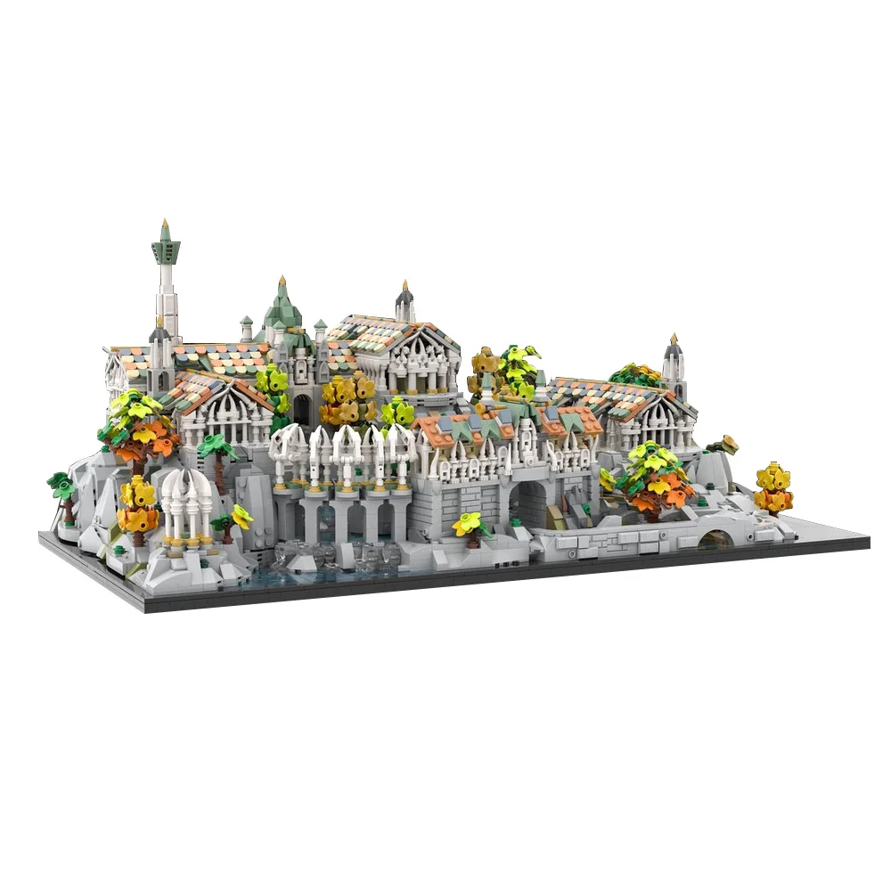 MOC Rings Movie Rivendell Mini Craft Model Building Blocks Luxury Castle Kingdoms Courtyard Architecture Brick Toys Gifts