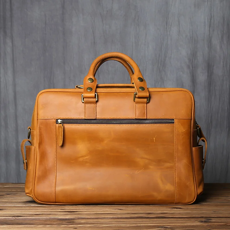 Retro Herren Leder Handtasche Oberschicht Rindsleder Aktentasche Große Kapazität Reisetasche Crazy Horse Leder Laptop Umhängetasche NZPJ – Detail 23