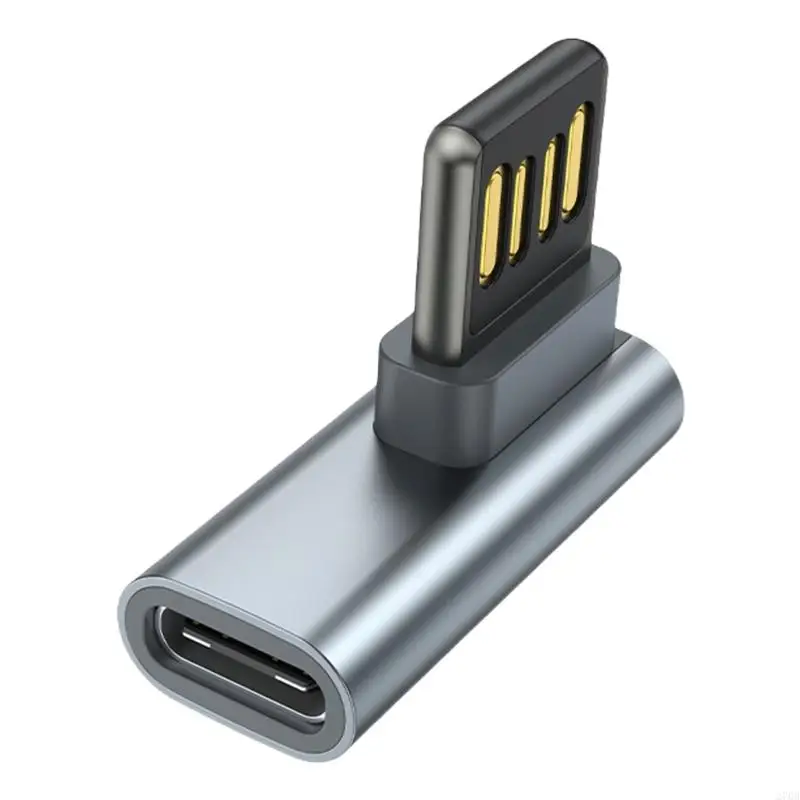 90 Degree USB to Type C Adapter Reversible Plugs Suitable for Narrow Space Durability and Lightweight for Daily Carry