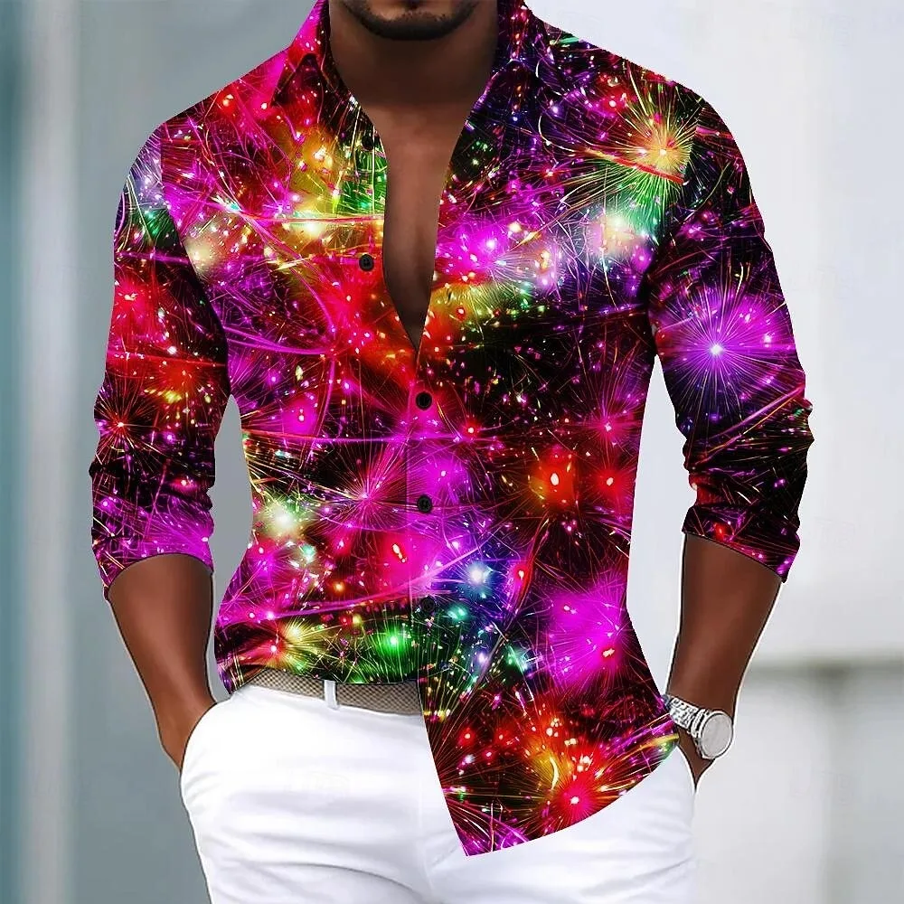 

Новая рождественская мужская рубашка с принтом рождественской елки, рубашка с длинными рукавами и пуговицами с градиентным узором, модный топ