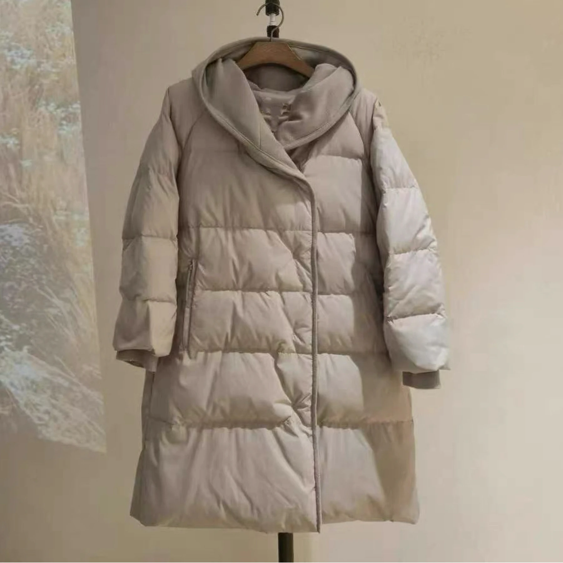 Casual Faionable à capuche longueur moyenne vers le bas Jaet citron fromage LEB25 hiver chaud trajet Sle coupe droite longue...