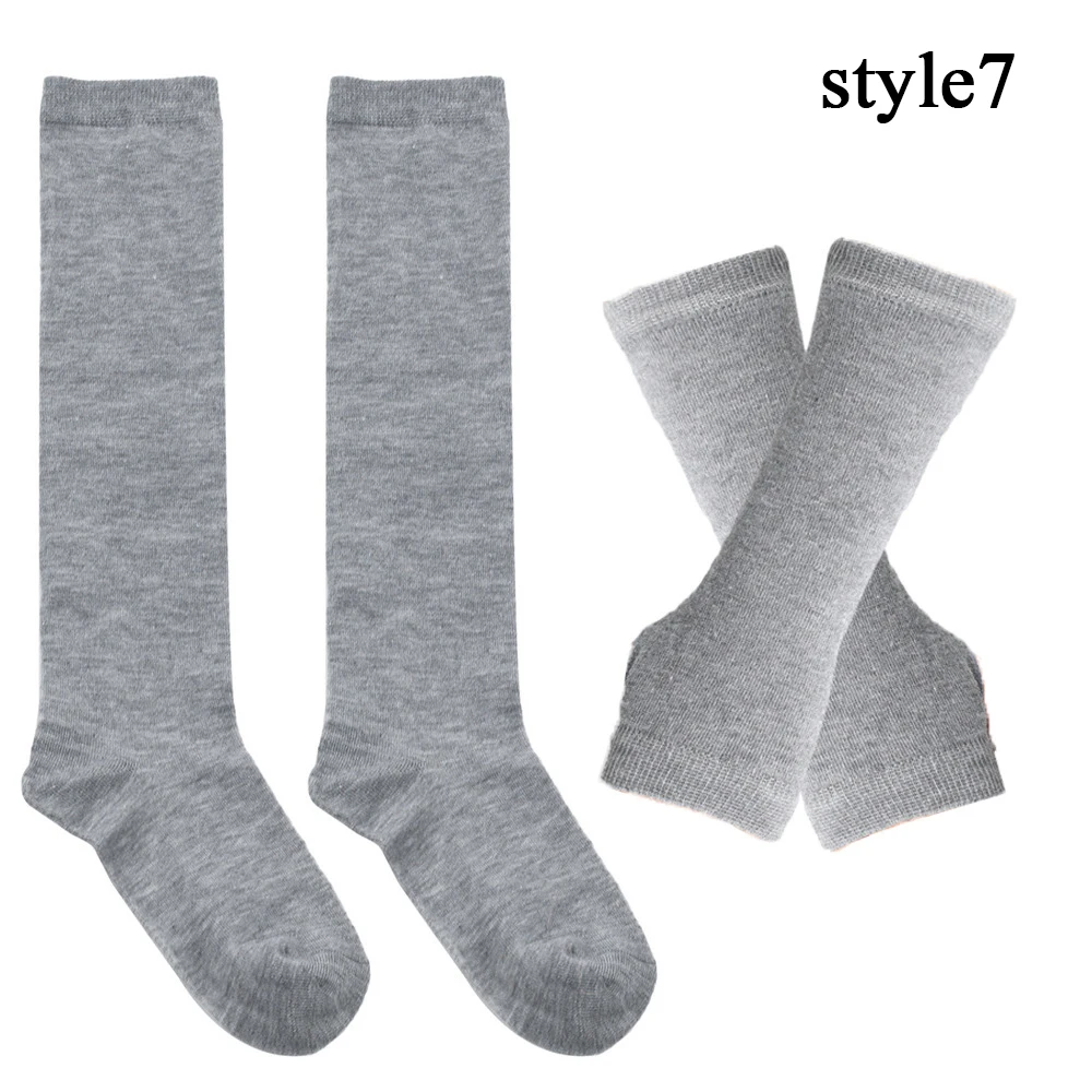 

Kids Autumn New Knitted Striped High Socks Boys Girls Japanese Over Knee Stockings Children Christmas Cosplay Show Warmer Gloves