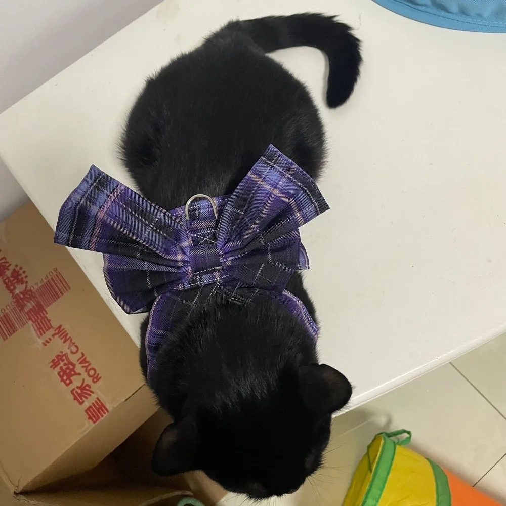 

Cute Nylon Dog Leash Adjustable Buckle Breathable Bow Cat Harness Vest Style Detachable Pet Traction Rope For Dogs Cats