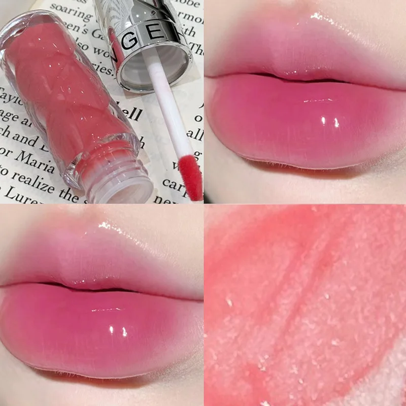 Lucidalabbra a specchio nudo Trasparente idratante Acqua idratante Vetro leggero Gelatina Smalto per labbra carnoso Olio Rossetto Tinta Trucco cosmetico