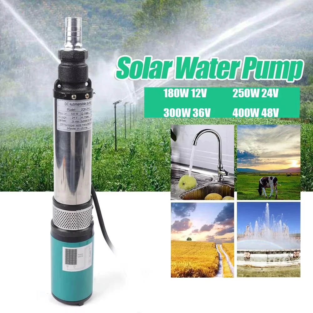 

12V/24V 40m Durable Solar Water Pump 400W High Lift Deep Well Pump DC Screw Submersible Pump Agricultural Irrigation Garden Home