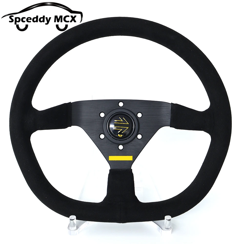 D Shape Ellipse M67 14Inch 350mm Racing Rally Modification Steering Wheel Suede Leather Car Sport