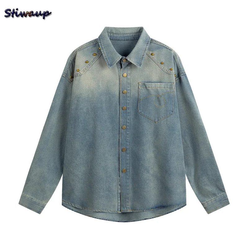 Luxury Clothes Women Elegant Shirts and Blouses Blue Denim Stylish Women's Shirts Korean Style Womens Designer Clothing Offers