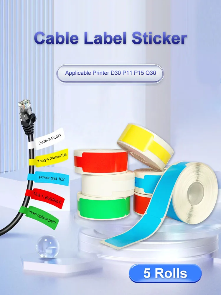 12*109mm Kabel-Thermoetiketten Selbstklebende Rolle Bedruckbares Aufkleberband Papier Netzdraht Netzwerk-Identifikation D30 P11 P15 – Detail 2