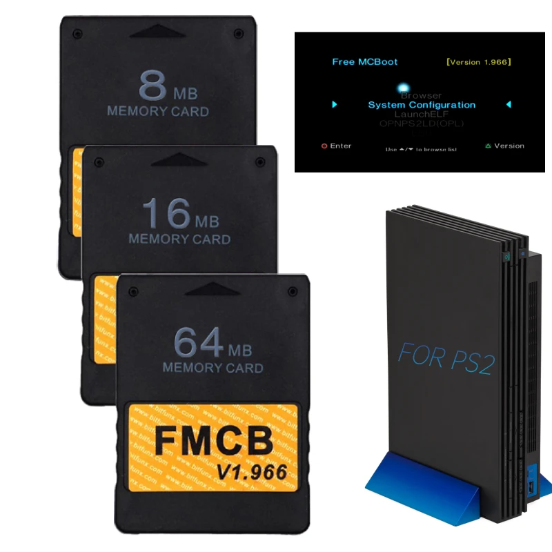 

FMCB Бесплатная карта McBoot V1.966 Карта Meory для PS2 Карта памяти 64 МБ/16 МБ/8 МБ работает в USB-диске или жестком диске для PlayStation 2