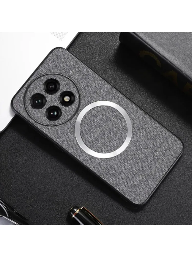 Luxury Business Magsafe Leather Case for OnePlus 13 TPU +PC Ultra Thin Pattern Magnetic Wireless Charge Shockproof Protect Cover