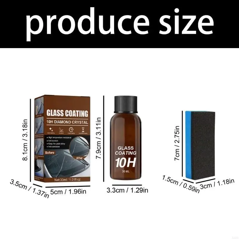 X6HF Anti Glares Automotive Glass Coating 30ml Sponge Applicator Included Heat & Cold Resistant for Enhanced Visibility