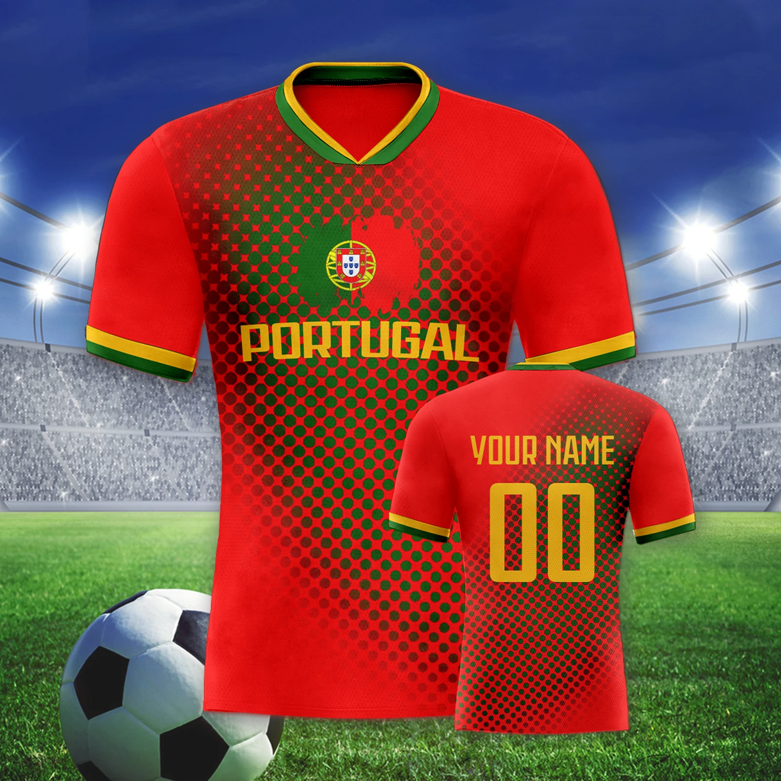 Custom Portugal Soccer Jersey for Men Women Kids Quick-Dry Football Shirt Personalized Name Number Soccer Team Shirts