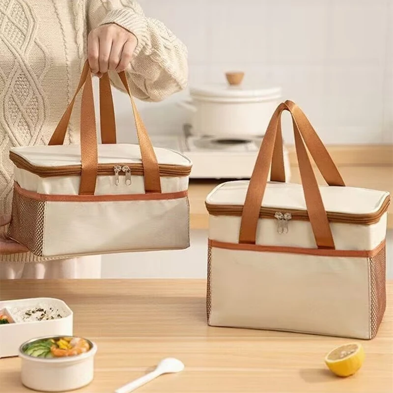 

Bento Bag Large Capacity Camping Picnic Insulated Cooler Bag Cooler Box Travel Lunch Ice Thermal Food Lunch Bag Portable School